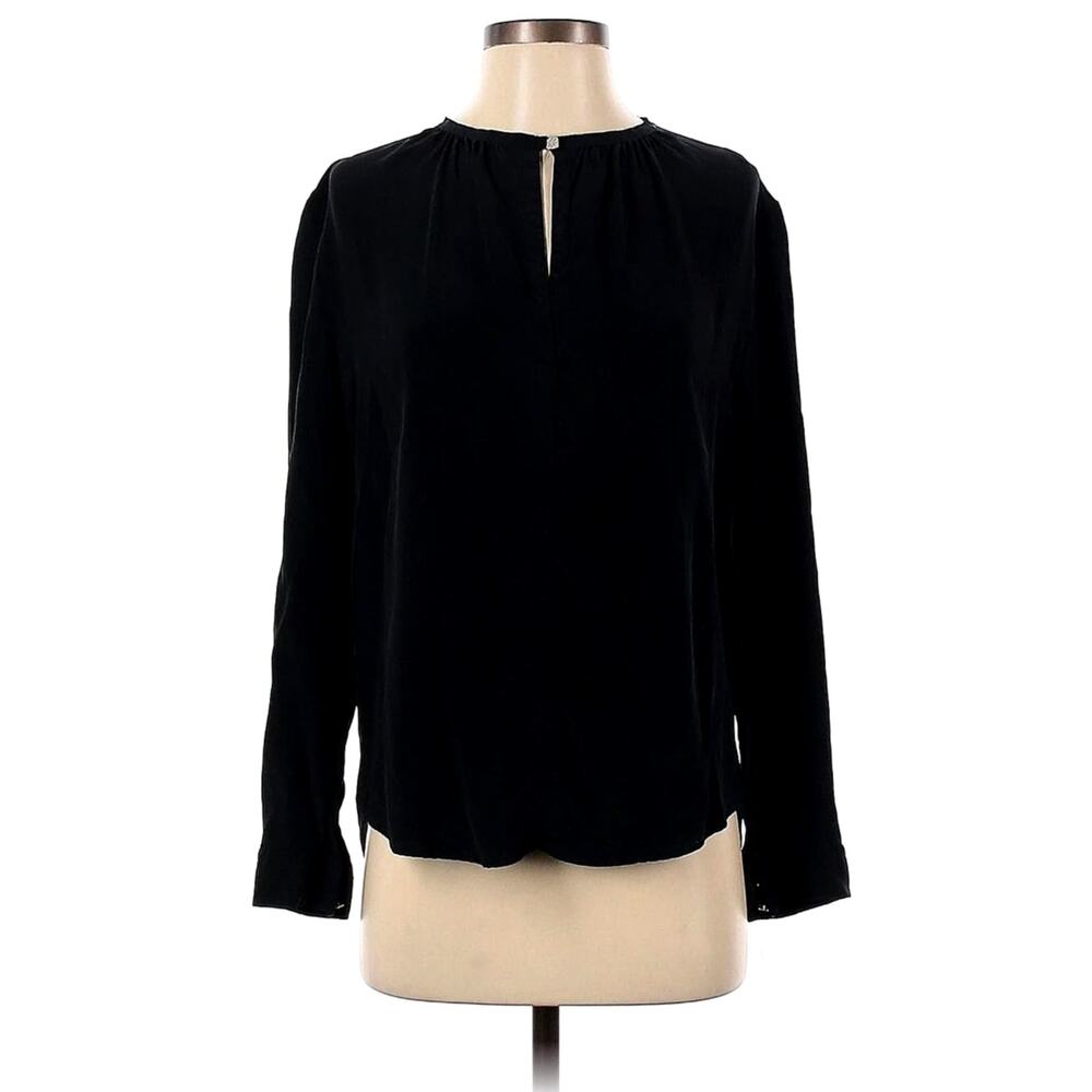 Sandro Paris Black Silk Keyhole Front Blouse Size S